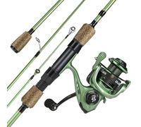 One Bass Combinaison de canne à pêche, 30 tonnes en fibre de carbone, cannes à pêche, ratio 5,2:1, moulinet de pêche, 2 pièces avec poignée en liège en caoutchouc - 1,8 m