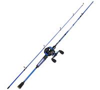 One Bass Ensemble de moulinet de canne à pêche, canne à pêche avec graphite 2 pièces vierges - Bleu - Droitier - 1,8 m