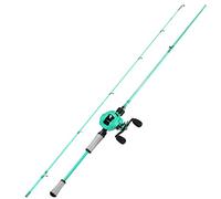 One Bass Ensemble de moulinet de canne à pêche, canne à pêche avec graphite 2 pièces vierges - Turquoise - Droitier - 1,8 m