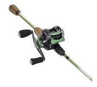 One Bass Lot de 2 cannes à pêche en fibre de carbone de 30 tonnes avec rapport de vitesse 8.1:1, 2 pièces avec poignée en liège en caoutchouc, 1,8 m avec moulinet pour droitier