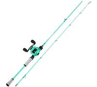 One Bass Lot de 2 moulinets de canne à pêche avec graphite - Turquoise - Gaucher - 1,8 m