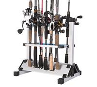 One Bass Porte-Canne à pêche en Alliage d'aluminium pour Canne à pêche Portable pour Tous Types de Canne à pêche, Peut contenir jusqu'à 24 Cannes, 12 Rods Rack-SilverBlue