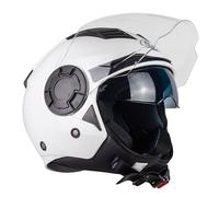 One by Camamoto | Casque Alfa 2.0 Jet/Demi-Jet pour Moto et Scooter, Blanc Brillant, Double Visière, Homologation ECE R22-06, Taille XL (60 cm)