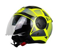 One by Camamoto | Casque Alfa 2.0 Jet/Demi-Jet pour Moto et Scooter, Jaune Fluo - Gris Mat, Double Visière, Homologation ECE R22-06, Taille S (55-56 cm)