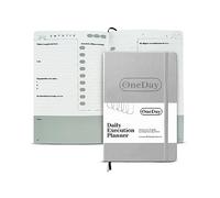 One Day - Planificateur quotidien - Gris - Journal non daté de 90 jours avec citations positives - Carnet de gestion de projet A5 - Organiseur quotidien pour femme avec couverture en cuir synthétique