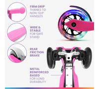 Fun Pro One - Trottinette pour Enfants Excellente sécurité, Roues LED, Pliable, à partir de 2 ans (Kick Board, Trottinette), certifié TÜV, Pink Deluxe