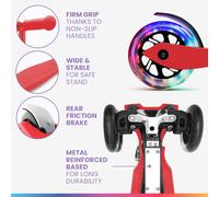 ONE Deluxe Trottinette enfants 3-6 ans roues LED jusqu'à 50 kg pliable réglable en hauteur