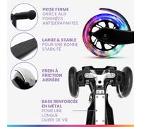 ONE Deluxe Trottinette enfants 3-6 ans roues LED jusqu'à 50 kg pliable réglable en hauteur