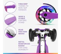 ONE Deluxe Trottinette enfants 3-6 ans roues LED jusqu'à 50 kg pliable réglable en hauteur
