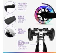 ONE Deluxe Trottinette enfants 3-6 ans roues LED jusqu'à 50 kg pliable réglable en hauteur