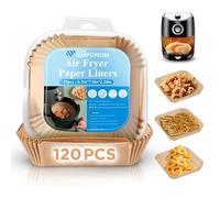 ONE Emporium Doublures pour Friteuse à Air - Feuilles de Cuisson Réutilisables et Antiadhésives, Tapis de Cuisson Compatibles avec Ninja, Tower, Cosori et Plus - Pack de 120, 16cm