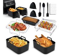 ONE Emporium ensemble 11 accessoires pour Ninja Air Fryer, compatible friteuses double, incluant grilles, doublures, pince, brosse et gants