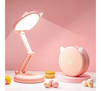 One Fire Lampe de Bureau sans Fil LED Rechargeable & Portable, 8 Luminosité+Graduable Lampe Rose en Forme de Chat & Kawaii, 3600mAh Rechargeable Stylo Kawaii Fille Lampe Chevet Enfant, Cadeau Filles