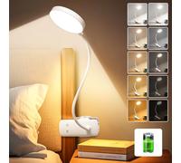 One Fire Lampe de lecture pour livres au lit, lampe rechargeable 3600 mAh, 5 luminosités/5 couleurs/lampe à clip mémoire, lampe de lecture flexible à 360°, 400 lm + 36 LED à clipser, University