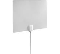 One for All 15584 HDTV 1080p Antenne d'intérieur plate amplifiée HDTV intérieure avec portée de 100 km et indicateur de niveau de signal - Câble coaxial de 2,4 m - Blanc
