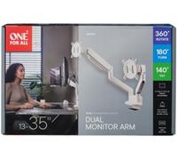 One For All Support de table Solid Dual – 2 écrans 33–88,9 cm blanc réglable en hauteur, mobile