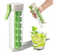 One Glass Ice Maker, Press Type Ice Cube Tray with Lid, Easy Release Silicone Ice Molds for Cocktails, Coffee & Water Bottles,Space Saving Cylinder Design, 6 Cubes per Press (Green)