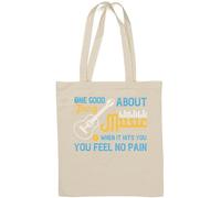 One good thing about music, when it hits you, you feel no pain slogan sac fourre-tout en coton naturel blanc