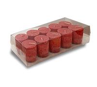 One Goodlife - Lot de 10 bougies parfumées en stéarine - Couleur rouge clair - Bougies aromatiques pour Noël ou pour l'aromathérapie - Idée cadeau (fleur d'amande)