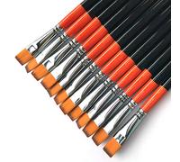 ONE HAPPY CHOICE Lot de 12 pinceaux Plats Lumineux de 1,27 cm, Poils de Sable synthétiques de qualité supérieure pour Peinture Acrylique, Aquarelle, Huile, Gouache par Les étudiants, Professionnels