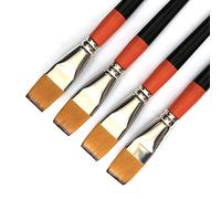 ONE HAPPY CHOICE Pinceau plat d'un pouce, paquet de 4,cheveux de sable synthétique de qualité supérieure pour peinture acrylique à la gouache à l'huile d'aquarelle par des étudiants,des professionnels