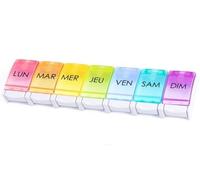 One Heal - Pilulier Semainier FRANCAIS 7 jours | Pilules, Medicament Pour chaque jour de semaine | Rangement Grande capacité | Ouverture facile |Ideal Voyage| Accessoire médicaux Arc-en-ciel Sans BPA