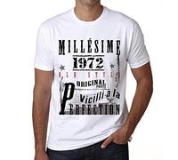 One in the City 1972,Cadeaux,Anniversaire,Manches Courtes,Blanc,Homme T-Shirt, Blanc, L