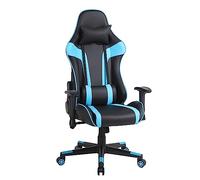 One Living Chaise de Gaming Confort et Style RAPTOR Dossier inclinable Hauteur réglable avec accoudoirs Appuie-tête Support Lombaire Fauteuil Playstation (Noir/Bleu)