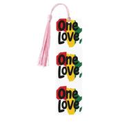 One Love Lot de 5 marque-pages en bois avec pampilles Motif Afrique Cadeau pour homme et femme