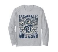 One Love Peace Fleurs mystiques célestes Champignons Terre Manche Longue