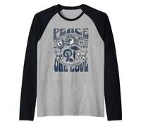 One Love Peace Fleurs mystiques célestes Champignons Terre Manche Raglan