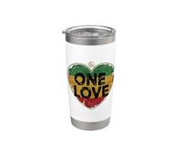 One Love Rasta Cœur Lion Vintage Gobelet isotherme en acier inoxydable double paroi
