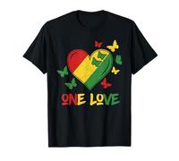 One Love Rasta Cœur Reggae Roots Jamaica Butterfly Peace T-Shirt