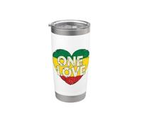One Love Rasta Vintage Cœur vieilli Reggae Couleurs Art Gobelet isotherme en acier inoxydable double paroi