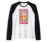 One Loved Mama Chemise à carreaux avec cœurs mignons sourire rose pour femme Manche Raglan