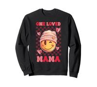 One Loved Mama Chemise à carreaux avec cœurs mignons sourire rose pour femme Sweatshirt