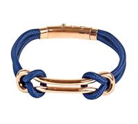 One Man Show - Bracelet acier doré rose et cordon nylon bleu (318394R)