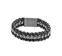 One Man Show - Bracelet tressé en cuir de bovin avec boules en acier