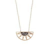 One Man Show - Collier demi-soleil en acier doré-rose orné de cristaux gris (317030R)