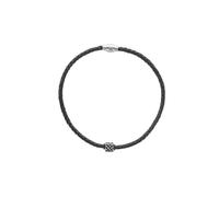 One Man Show - Collier tressé noir en cuir de bovin orné d'un cube en acier