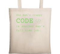 One Man's Code is Another Man's Full Time Job Sac fourre-tout en coton naturel écologique Beige