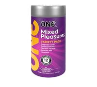 ONE® Mixed Pleasures Lot de 12 préservatifs | Six styles uniques | Végétalien, sans OGM, latex de caoutchouc naturel