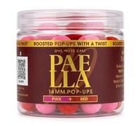 One More Cast Paella Boosted Fluoro Pop Ups Pink & Red - Hameçons à carpe haute visibilité avec arôme épicé de poisson viandé, 14 mm