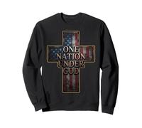 One Nation Under God Croix chrétienne Drapeau américain Patriotique Sweatshirt