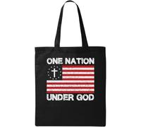 One Nation Under God United States Flag Sac fourre-tout en coton écologique naturel Noir, Noir , Taille unique
