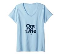 One of One : Déclaration d'identité Unique pour Les particuliers T-Shirt avec Col en V, Femme, Bleu Céleste, XL