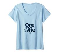 One of One : Déclaration d'identité Unique pour Les particuliers T-Shirt avec Col en V, Femme, Bleu Céleste, L