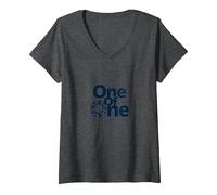 One of One : Déclaration d'identité Unique pour Les particuliers T-Shirt avec Col en V, Femme, Chiné Foncé, XXL