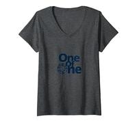 One of One : Déclaration d'identité Unique pour Les particuliers T-Shirt avec Col en V, Femme, Chiné Foncé, S