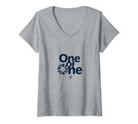 One of One : Déclaration d'identité Unique pour Les particuliers T-Shirt avec Col en V, Femme, Gris Chiné, L